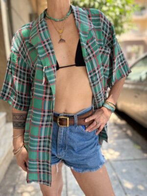 Alternative view of vintage unisex silk plaid shirt