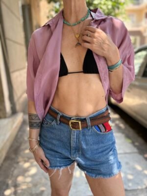vintage unisex silk dusty pink shirt - Image 3