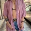 vintage unisex silk dusty pink shirt