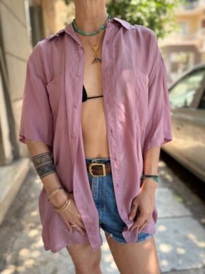 vintage unisex silk dusty pink shirt