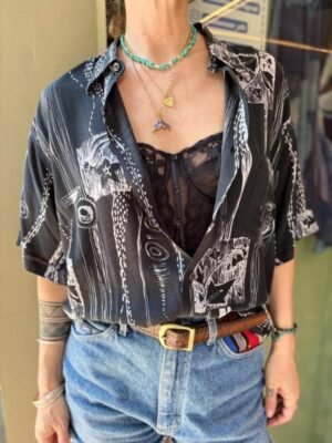 Alternative view of 90's vintage unisex black & white patterned shirt