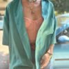 vintage unisex silk aquamarine shirt