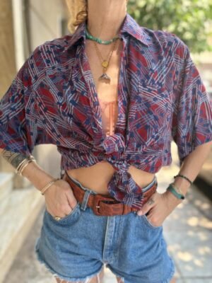 vintage unisex viscose patterned shirt