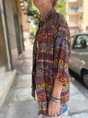 vintage unisex viscose boho patterned shirt - Image 3