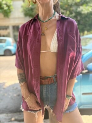 vintage unisex silk burgundy shirt