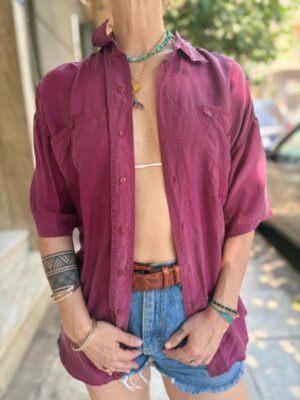 vintage unisex silk burgundy shirt - Image 3