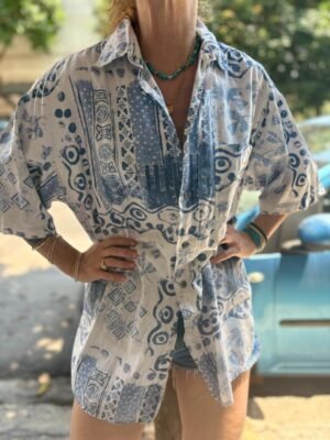 Alternative view of 90's vintage unisex cotton patterned shirt
