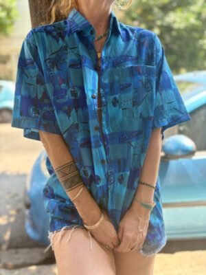 vintage unisex silk patterned shirt - Image 3