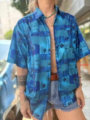 vintage unisex silk patterned shirt