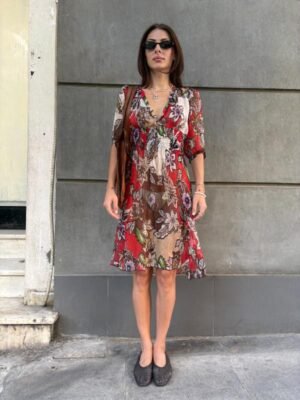 Alternative view of vintage 100% silk mesh floral dress