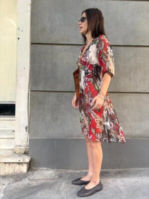 vintage 100% silk mesh floral dress - Image 3
