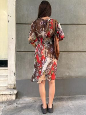 vintage 100% silk mesh floral dress - Image 5