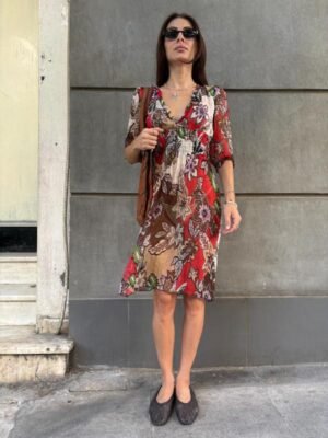 vintage 100% silk mesh floral dress