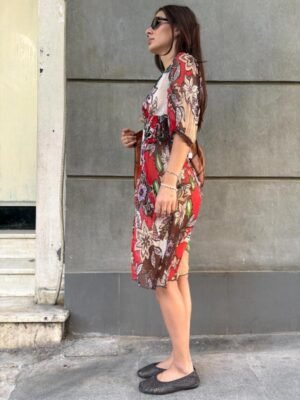 vintage 100% silk mesh floral dress - Image 6