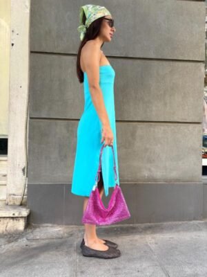 y2k Morgan turqoise strapless dress - Image 3