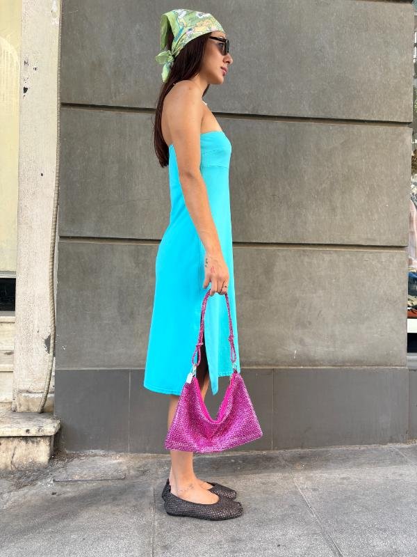 y2k Morgan turqoise strapless dress - Image 3