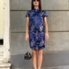 vintage midnight blue quipao dress