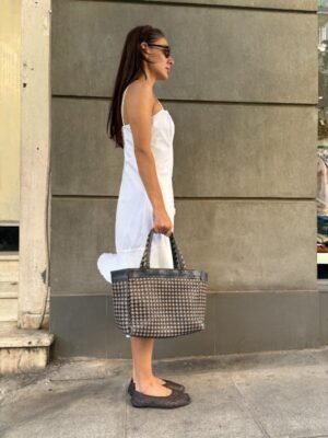 y2k Enzzo white cotton frilled dress with front slit - Image 3