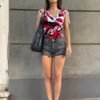 y2k geometric patterned drapped top