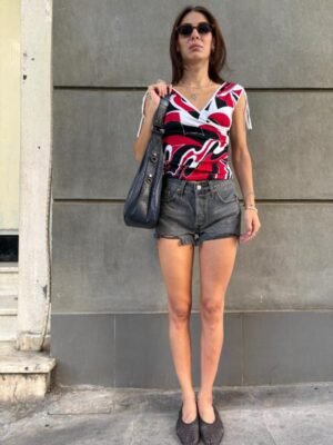 y2k geometric patterned drapped top - Image 2