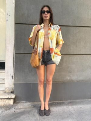 vintage viscose abstract patterned shirt