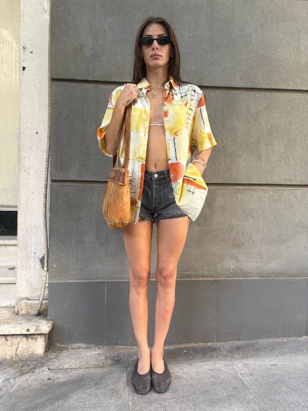 vintage viscose abstract patterned shirt