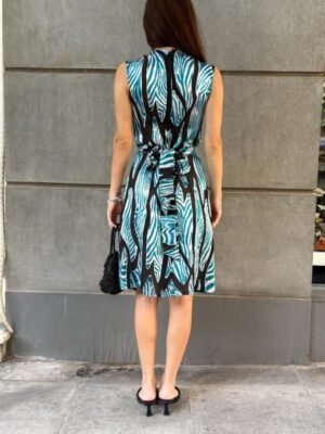 Alternative view of vintage cocktail semi sheer drapped dress ties at the back