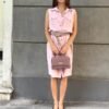 vintage baby pink button up velour dress