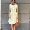 vintage butter yellow button up dress