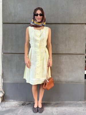 vintage butter yellow button up dress