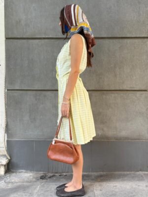 vintage butter yellow button up dress - Image 3