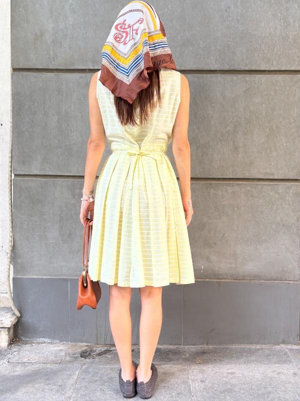 vintage butter yellow button up dress - Image 2