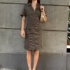 y2k khaki utility dress