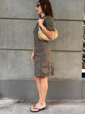 y2k khaki utility dress - Image 4