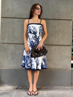 y2k cotton cocktail floral A line dress