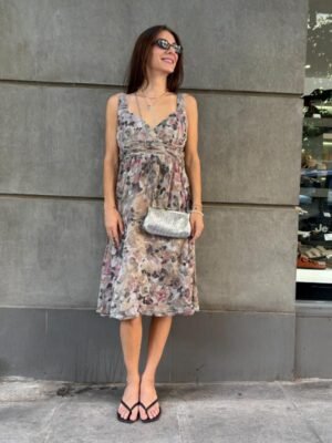 y2k silk dress with drapped bust