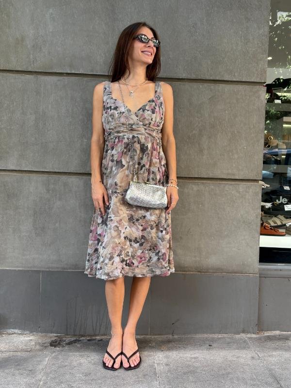 y2k silk dress with drapped bust