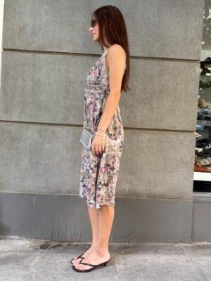 y2k silk dress with drapped bust - Image 3