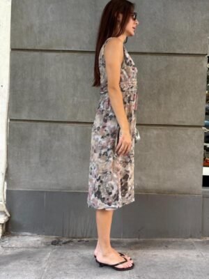 y2k silk dress with drapped bust - Image 4