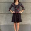 y2k black floral top