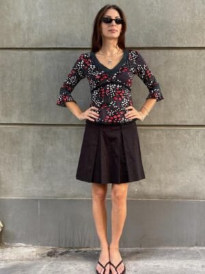 y2k black floral top