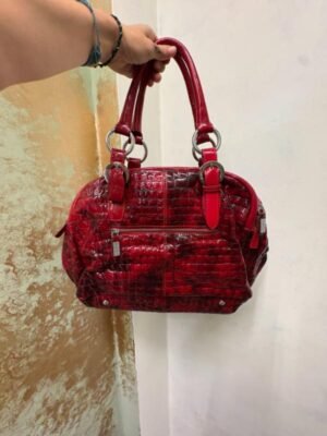 y2k red shiny bulky bag