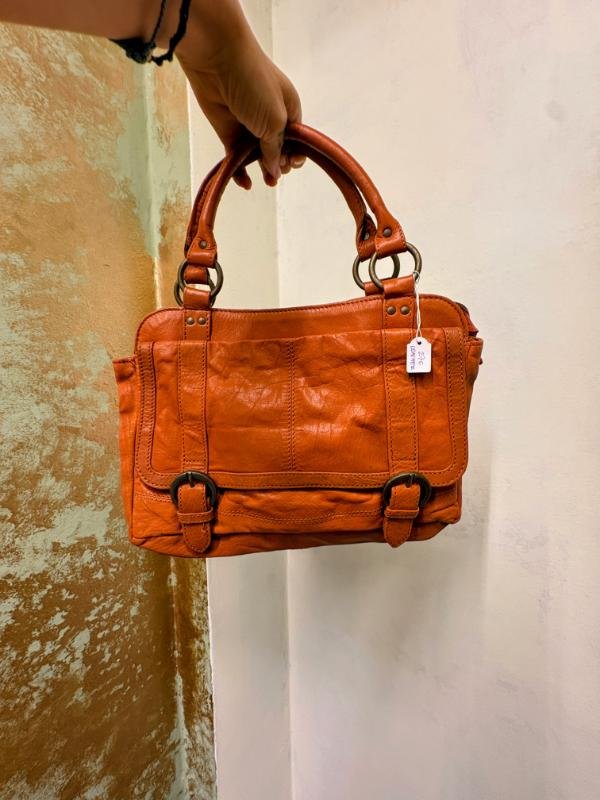 vintage leather rusty orange handbag