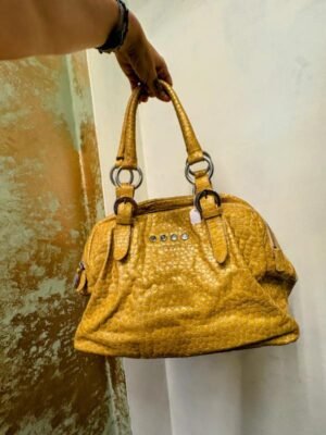 y2k yellow shiny bulky bag