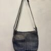 vintage real leather woven grey blue cross over bag