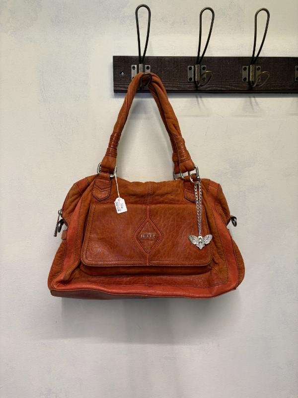 y2k real leather rusty orange shoulder bag