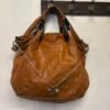 y2k real leather medium brown shoulder bag with decorative chain