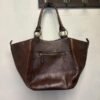 vintage real leather dark brown shoulder bag