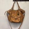 y2k real leather light brown shoulder bag